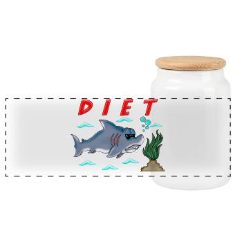 Lustige Diät Cartoon Hai Humor Sarkastisches Design - Panorama Keksdose mit Holzdeckel - Weiß - Vorne