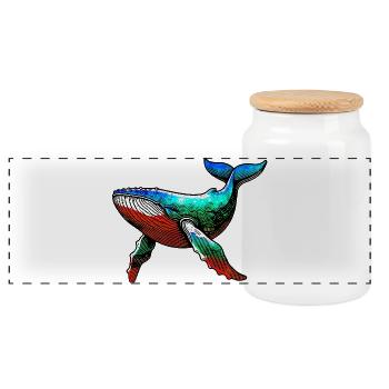 Baleine - Boîte à biscuits avec couvercle en bois - blanc - Devant
