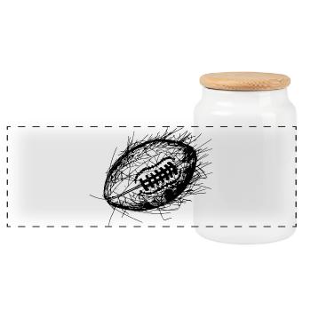 Dessin au trait du football américain - Boîte à biscuits avec couvercle en bois - blanc - Devant