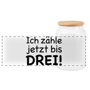 Ich zähle jetzt bis Drei - Panorama Keksdose mit Holzdeckel - Weiß - Vorne