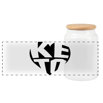 KETO Ketosis Heart - Panoramic Cookie Jar with Wooden Lid - white - Front