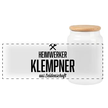 Heimwerker Klempner - Panorama Keksdose mit Holzdeckel - Weiß - Vorne