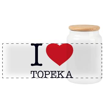I LOVE TOPEKA - Panorama Keksdose mit Holzdeckel - Weiß - Vorne