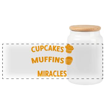 Baker Cupcakes - Panoramic Cookie Jar with Wooden Lid - white - Front