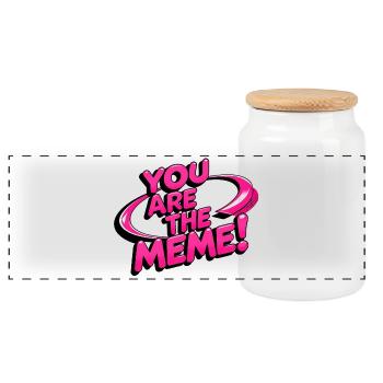 You are the Meme - Panoramic Cookie Jar with Wooden Lid - white - Front