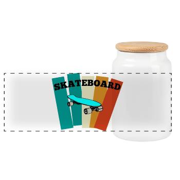 Skateboard - Panorama Keksdose mit Holzdeckel - Weiß - Vorne