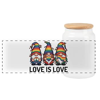 LGBTQ Pride Month - Love is Love - Panoramic Cookie Jar with Wooden Lid - white - Front