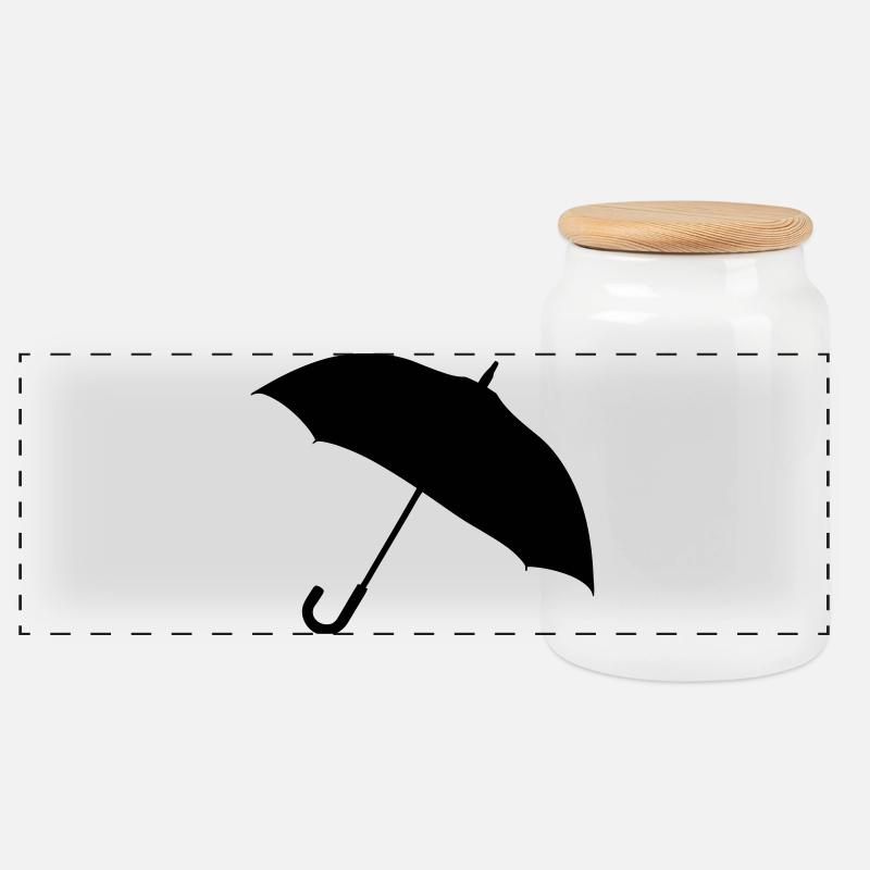 Klassische Regenschirm-Silhouette - Panorama Keksdose mit Holzdeckel - Weiß