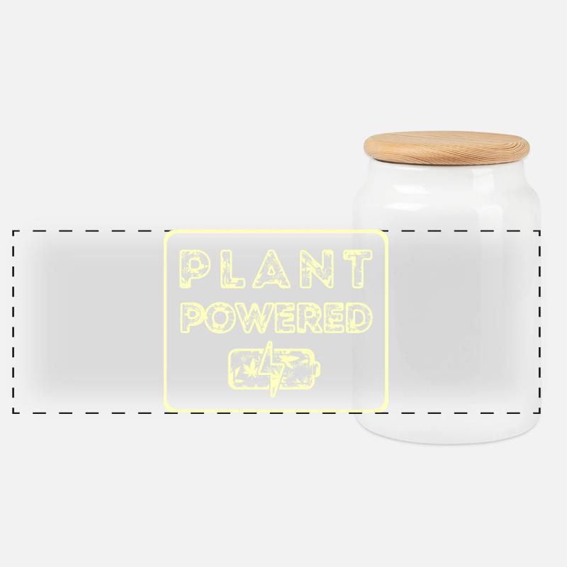Alimenté par des plantes - Boîte à biscuits avec couvercle en bois - blanc