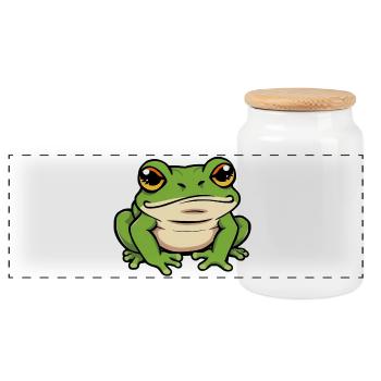 Frog - Panoramic Cookie Jar with Wooden Lid - white - Front
