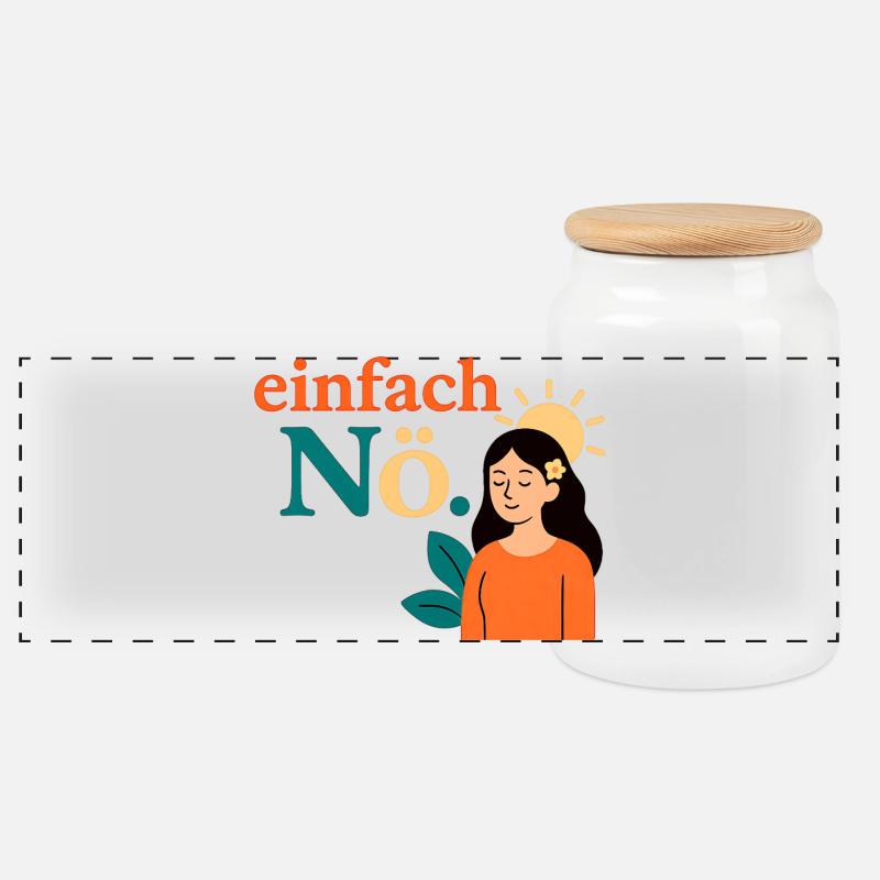 Einfach Nö. Achtsamkeit Design - Panorama Keksdose mit Holzdeckel - Weiß