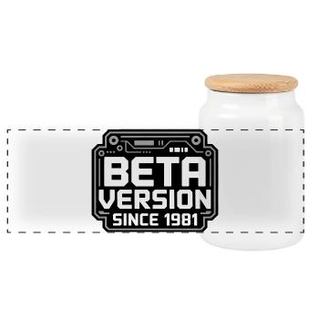 Retro Tech Logo Design - Panorama Keksdose mit Holzdeckel - Weiß - Vorne