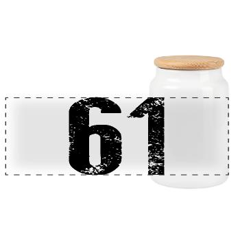 61 Number Leotard - Panoramic Cookie Jar with Wooden Lid - white - Front