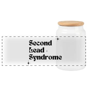 Second Lead Syndrome Minimalist Design - Panoramic Cookie Jar with Wooden Lid - white - Front