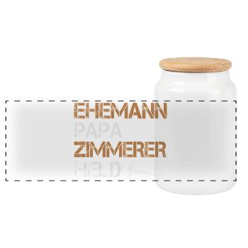 Ehemann Papa Zimmerer Held Zimmermann Handwerk - Panorama Keksdose mit Holzdeckel - Weiß - Vorne