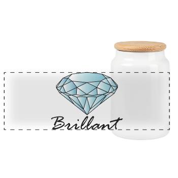 Brilliant Diamond - Panoramic Cookie Jar with Wooden Lid - white - Front