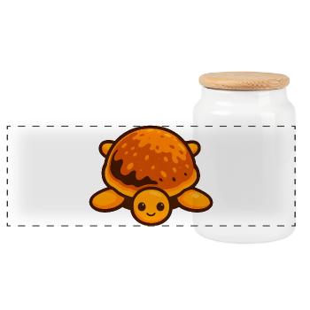 Tortue fantaisiste façon crêpe avec carapace brillante - Boîte à biscuits avec couvercle en bois - blanc - Devant