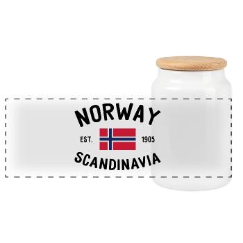 Norway - Norge - Norwegen - Scandinavia - 1905 - Panorama Keksdose mit Holzdeckel - Weiß - Vorne