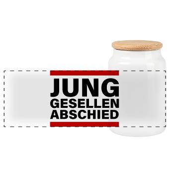 Junggesellen Abschied Jga - Panorama Keksdose mit Holzdeckel - Weiß - Vorne