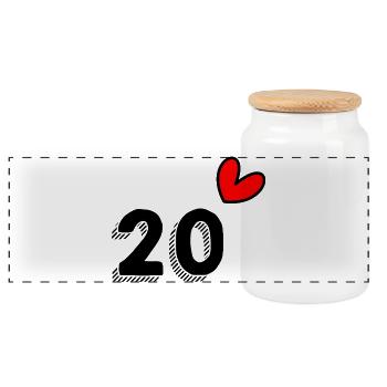 20. 20 ANS. 20e ANNIVERSAIRE. ANNIVERSAIRE 20 ANS. - Boîte à biscuits avec couvercle en bois - blanc - Devant