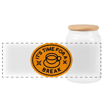 Tasse de citation relaxante - Boîte à biscuits avec couvercle en bois - blanc - Devant