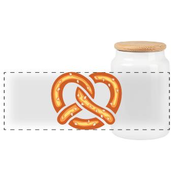 Lustige Brezel Cartoon Illustration - Panorama Keksdose mit Holzdeckel - Weiß - Vorne