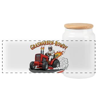 Truie d’herbe Hooligan - Boîte à biscuits avec couvercle en bois - blanc - Devant