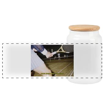 Tennismatch Humor Zitat - Panorama Keksdose mit Holzdeckel - Weiß - Vorne