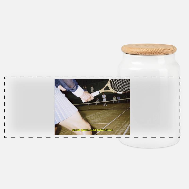Tennismatch Humor Zitat - Panorama Keksdose mit Holzdeckel - Weiß