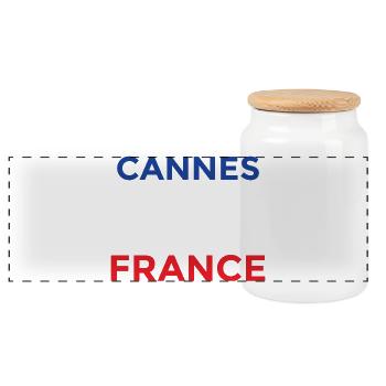 Cannes Liebe Frankreich Design - Panorama Keksdose mit Holzdeckel - Weiß - Vorne