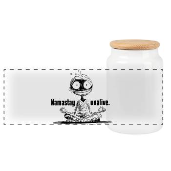 Mummy Humor Design | Funny Halloween Design - Panoramic Cookie Jar with Wooden Lid - white - Front