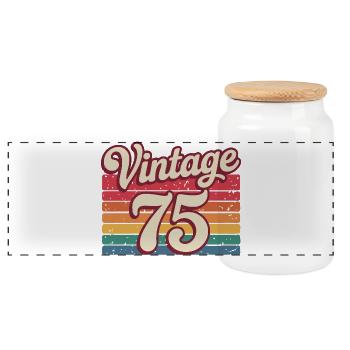 Vintage 75 Design Rétro Années 70 - Boîte à biscuits avec couvercle en bois - blanc - Devant