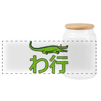 Crocodile manga - Boîte à biscuits avec couvercle en bois - blanc - Devant