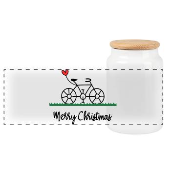NOËL. MERRY CHRISTMAS. SAPIN. BONNE ANNEE - Boîte à biscuits avec couvercle en bois - blanc - Devant