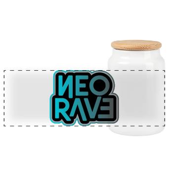 Neo Rave Neon Typography - Panoramic Cookie Jar with Wooden Lid - white - Front