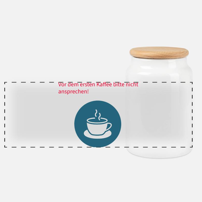 Vor dem Kaffee Bitte Nicht Ansprechen - Panorama Keksdose mit Holzdeckel - Weiß