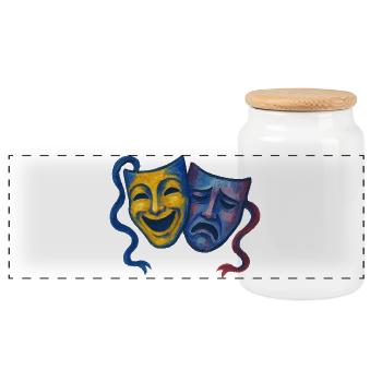 Théâtre Masques Joie Chagrin - Boîte à biscuits avec couvercle en bois - blanc - Devant