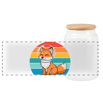 Astronauten Retro Raubtier Rotfuchs Fuchsliebhaber - Panorama Keksdose mit Holzdeckel - Weiß - Vorne