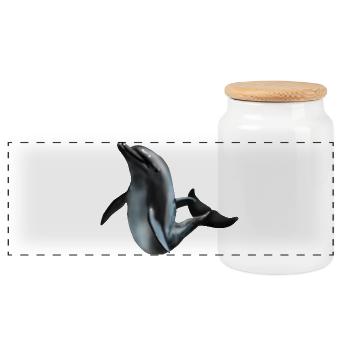 Delfin im Nachtlicht Silhouettenkunst - Panorama Keksdose mit Holzdeckel - Weiß - Vorne