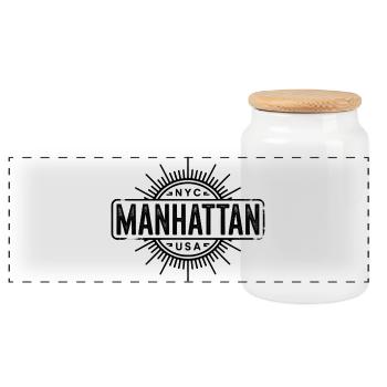 Manhattan - New York Souvenir Design - Boîte à biscuits avec couvercle en bois - blanc - Devant