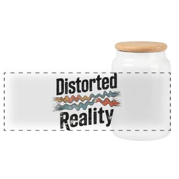 Retro Grunge – Distorted Reality - Panorama Keksdose mit Holzdeckel - Weiß - Vorne