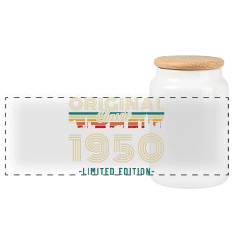 1950 Vintage Rétro Cadeau D’anniversaire - Boîte à biscuits avec couvercle en bois - blanc - Devant
