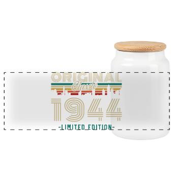 1944 Vintage Retro Birthday Gift - Panoramic Cookie Jar with Wooden Lid - white - Front
