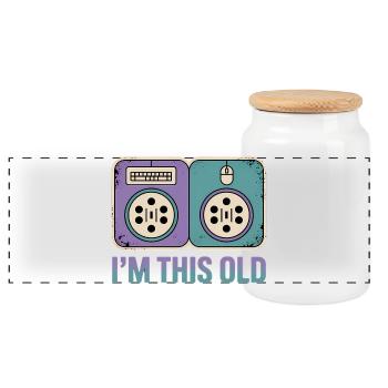 I'm this old - Funny Nerd T-Shirt - Panoramic Cookie Jar with Wooden Lid - white - Front