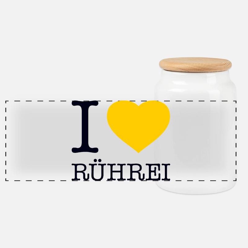 I love Rührei - Panorama Keksdose mit Holzdeckel - Weiß