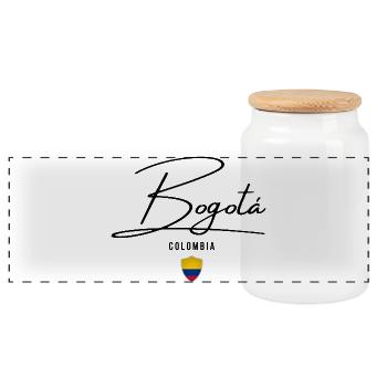 Elegantes Design Bogotá, ich liebe Bogotá - Panorama Keksdose mit Holzdeckel - Weiß - Vorne