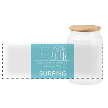 Surfing on the beach Sunny summer - Panoramic Cookie Jar with Wooden Lid - white - Front