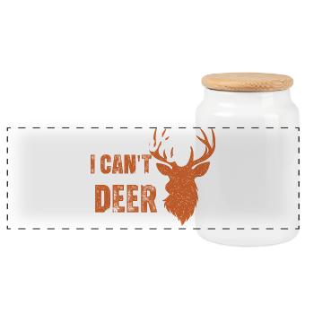 Sorry I Can't It's Deer Season Funny Hunter - Panoramic Cookie Jar with Wooden Lid - white - Front