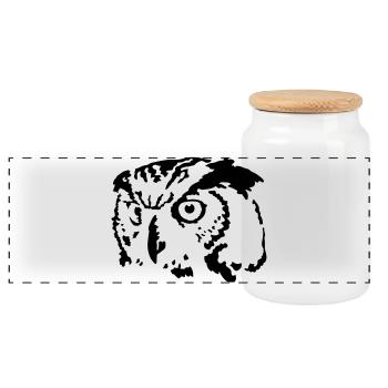 Hibou - Boîte à biscuits avec couvercle en bois - blanc - Devant