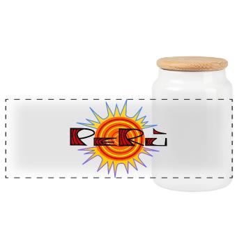 Logo Perù von Cean - Panorama Keksdose mit Holzdeckel - Weiß - Vorne